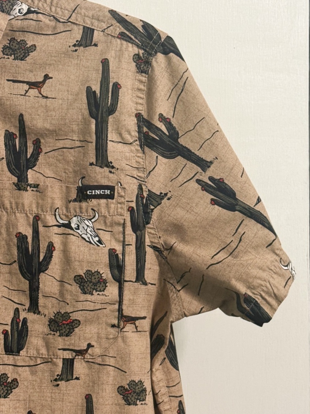 Cinch Desert Print Button Down Shirt XS Western Cactus Skull Cowboy - Picture 5 of 11
